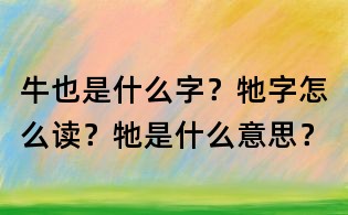 牛也是什么字？牠字怎么讀？牠是什么意思？