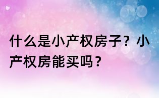 什么是小產權房子？小產權房能買嗎？