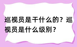 巡視員是干什么的?巡視員是什么級別?
