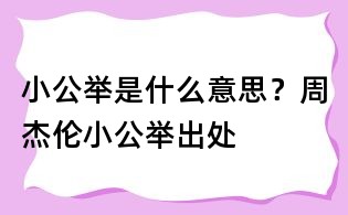 小公舉是什么意思?周杰倫小公舉出處