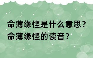 命薄緣慳是什么意思？命薄緣慳的讀音？
