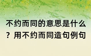 不約而同的意思是什么?用不約而同造句例句