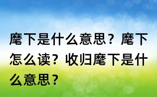 麾下是什么意思?麾下怎么讀?收歸麾下是什么意思?