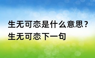 生無可戀是什么意思？生無可戀下一句
