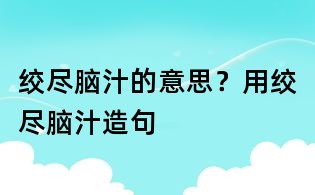 絞盡腦汁的意思?用絞盡腦汁造句