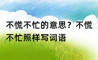 不慌不忙的意思？不慌不忙照樣寫詞語