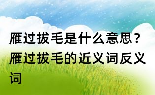雁過拔毛是什么意思?雁過拔毛的近義詞反義詞